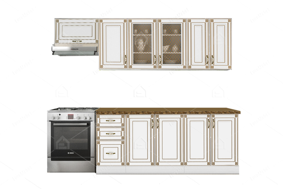 Комплект мебели для кухни Империя 2600, Белый, MEBEL SERVICE(Украина)